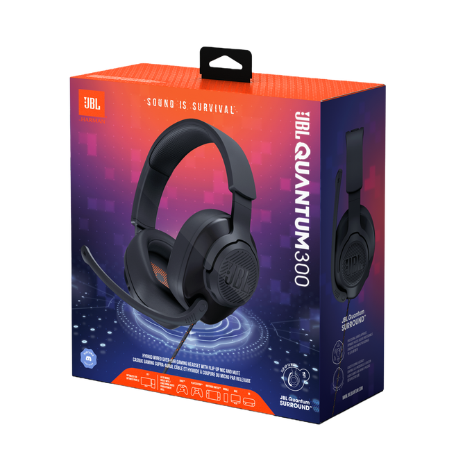 JBL Quantum 300 - Black - Hybrid wired over-ear PC gaming headset with flip-up mic - Detailshot 15 image number null